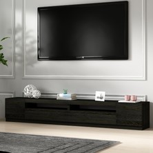İnarch Dizayn T008 Arya Işıklı Tv Sehpası Set Ahşap Siyah