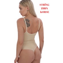 Emba Korse String Ayarlanabilir Askılı Alttan Çıtçıtlı String Zıbın Korse Sıkılaştırıcı Göğüs Toparlayıcı