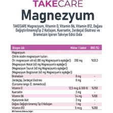 Takecare Magnezyum, Vitamin D, Vitamin B6, Vitamin B12, Doğası Değiştirilmemiştip 2 Kollajen, Kuersetin, Zerdeçal Ekstresi ve Bromelain Içeren Takviye Edici Gıda 30 Tablet