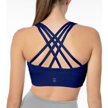 Lioness Activewear Lacivert Desenli Yüksek Destekli Sırt Detaylı Kaplı Spor Sütyeni