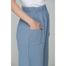 Müslin %100 Pamuk Cep Detaylı Pantolon