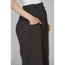 Müslin %100 Pamuk Cep Detaylı Pantolon