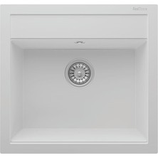 Real Stone Olympos 56 Beyaz Tek Gözlü Damlalıksız Granit Eviye (REALSTONE.K-004-B)