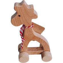 Gg Toys - Montessori Doğal Ahşap Tekerlekli Oyuncak - Zürafa