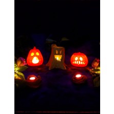 Megart3d Cadılar Bayramı 3'Lü Set - 2 Bal Kabağı Ve 1 Ağaç, Halloween Dekor, Tealight Mumluk