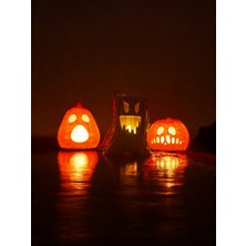 Megart3d Cadılar Bayramı 3'Lü Set - 2 Bal Kabağı Ve 1 Ağaç, Halloween Dekor, Tealight Mumluk