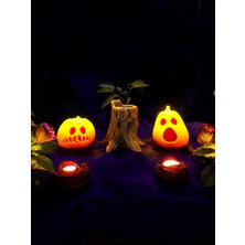 Megart3d Cadılar Bayramı 3'Lü Set - 2 Bal Kabağı Ve 1 Ağaç, Halloween Dekor, Tealight Mumluk