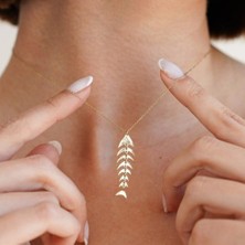 Fasek Gold Gümüş Kolye - Balık Kılçığı Gümüş Kolye-Balık Kolye 925 Ayar Gümüş-Hediye Gümüş Kolye