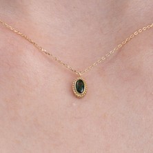0,50CT Zümrüt(Yeşim Taşı)Sade Minimal Tasarım 925 Ayar Gümüş Doğal Taşlı Kolye-Zümrüt Kolye Gümüş