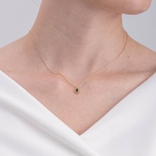 0,50CT Zümrüt(Yeşim Taşı)Sade Minimal Tasarım 925 Ayar Gümüş Doğal Taşlı Kolye-Zümrüt Kolye Gümüş