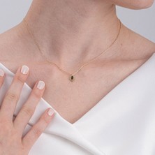 0,50CT Zümrüt(Yeşim Taşı)Sade Minimal Tasarım 925 Ayar Gümüş Doğal Taşlı Kolye-Zümrüt Kolye Gümüş