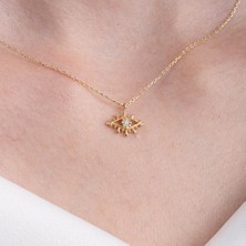 Fasek Gold Altın Kolye - Pırlanta Möntürü (Signity Swarovski) Taşlı Göz 14 Ayar Altın Kolye - Minimal Göz Kolye