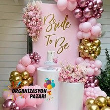 Balon Seti Pembe-Krom Rose Gold-Krom Gold 100 Lü Balon Zinciri Seti