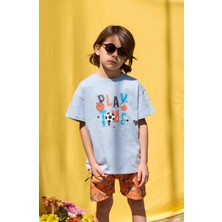 Luess Erkek Çocuk Play Time Baskı Açık Mavi Tişört (2-3 Yaş 8-9 Yaş)