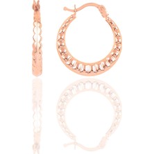 Söğütlü Silver Gümüş Çizgili Orta Boy Şarnel Küpe