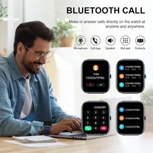 Kadınlar ve Erkekler Için Akıllı Saat, 1,85 Inç Dokunmatik Ekran, Bluetooth Aramalı, Su Geçirmez