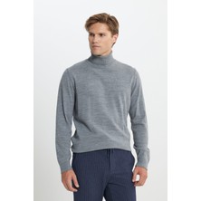 ALTINYILDIZ CLASSICS Erkek Gri Melanj Standart Fit Normal Kesim Tüylenme Yapmayan Tam Balıkçı Yaka Triko Kazak