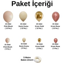 Balon Seti Pink Blush-Deniz Kumu-Krom Rose Gold-Krom Gold 100 Lü Balon Zinciri Seti