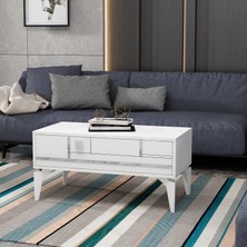 Demonte Decor Madera Orta Sehpa Beyaz Gümüş