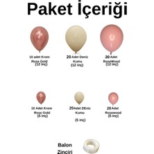 Balon Seti Rose Gold-Deniz Kumu-Rosewood 100 Lü Balon Zinciri Seti