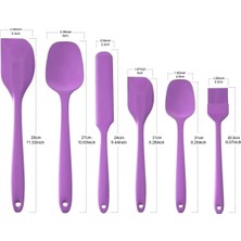 6 Lı Silikon  Spatula Fırça Servis Takımı Yanmaz Yapışmaz Fırçası Kaşık Bıçak Spatula Seti Mor