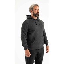 Longberg Erkek 3 Iplik Şardonlu Kapüşonlu Basic Sweatshirt