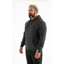 Longberg Erkek 3 Iplik Şardonlu Kapüşonlu Basic Sweatshirt