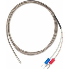 Alkatronik K Type Thermocouple 1 Metre Silindir Tip Başlık Sıcaklık Isı Sensörü 0c / 800C Paslanmaz Çelik Prob