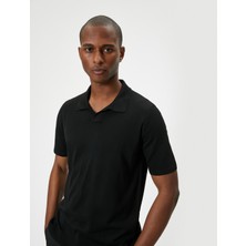 Polo Yaka Ince Triko Tişört Slim Fit Kısa Kollu Kırçıllı