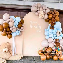 Balon Seti Taş Rengi-Karamel-Dumangri-Makaron Mavi 60 Lı Balon Zinciri Seti