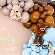 Balon Seti Taş Rengi-Karamel-Dumangri-Makaron Mavi 60 Lı Balon Zinciri Seti