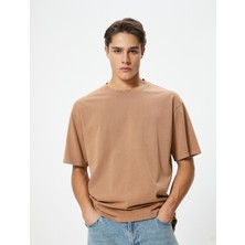 Koton Oversize Tişört Bisiklet Yaka Kısa Kollu Pamuklu