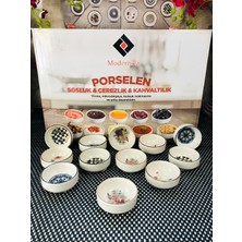 Ness Global Porselen Sosluk Çerezlik Çok Amaçlı 10CM 6 Adet Karma Desenler