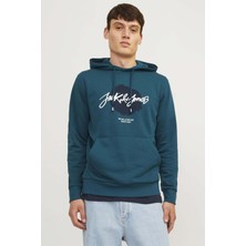 Jack & Jones Jjtıley Sweat Hood Ln Mavi Erkek Sweatshirt