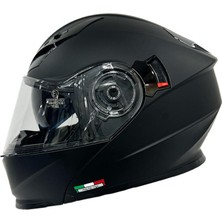 Sway Sw 926 Matt Black Double Vizör Çene Açılır Kask