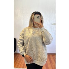 Shine & Style Leopar Desenli Sweatshirt Gold