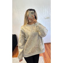 Shine & Style Leopar Desenli Sweatshirt Gold