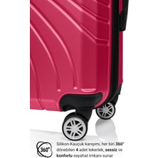 G&d Polo Suitcase Policarbon Fuşya Pembe 3'lü Valiz Seti 700.10-SET