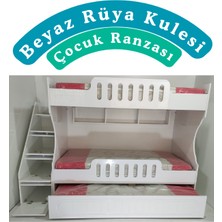 Mürsel Mobilya Mdf 3 Kişilik Beyaz Rüya Kulesi Çocuk Ranzası