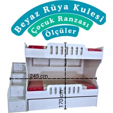 Mürsel Mobilya Mdf 3 Kişilik Beyaz Rüya Kulesi Çocuk Ranzası