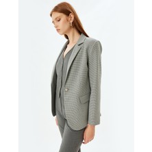 Koton Blazer Ceket Kruvaze Ters Yaka Kapaklı Cep Detaylı