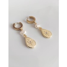 Devi Fashion Damla Uçlu Incili Çelik Küpe