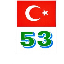 Türkiye Bayraklı Rize 53 Plaka Kodu Ön Cam Sticker