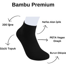 Vegan ve Organik Bambu Patik Siyah Çorap 12'li