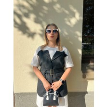 Kinzi Ceket Görünümlü Siyah Tshirt Elbise