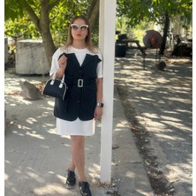 Kinzi Ceket Görünümlü Siyah Tshirt Elbise