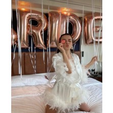 Lousa Bride Nakışlı Otrişli Detaylı Gelin Sabahlığı
