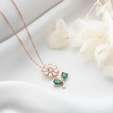 Vaoov 925 Ayar Gümüş Taşlı Çiçek Kolye