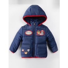 Yeni Sevimli Hayvan Figürlü Içi Welsoft Cepli Fermuarlı Şişme Kapüşonlu Kışlık Kaban-Mont