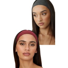 Salvia Dione 2'li Spor Saç Bantları - Kadın & Erkek Spor Tenis Yoga Koşu Makyaj Cilt Maskesi Yüz Yıkama Tarz Ter Kafa Bandı Unisex Kombin Esnek Saç Bandı Seti